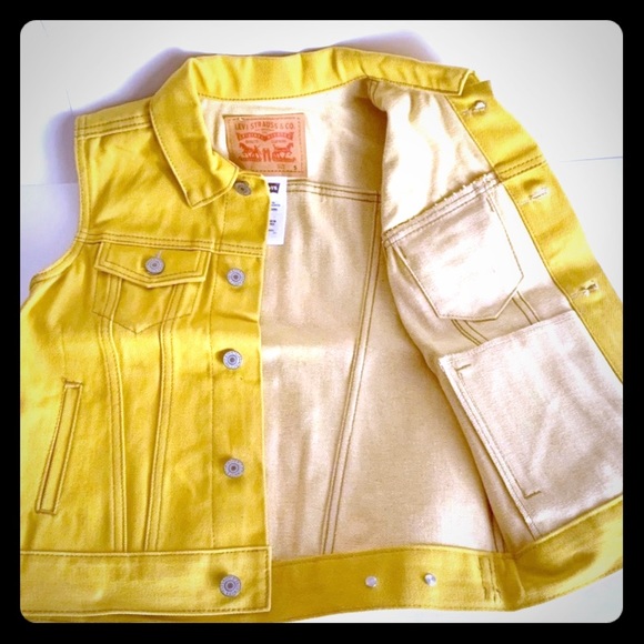 yellow denim vest